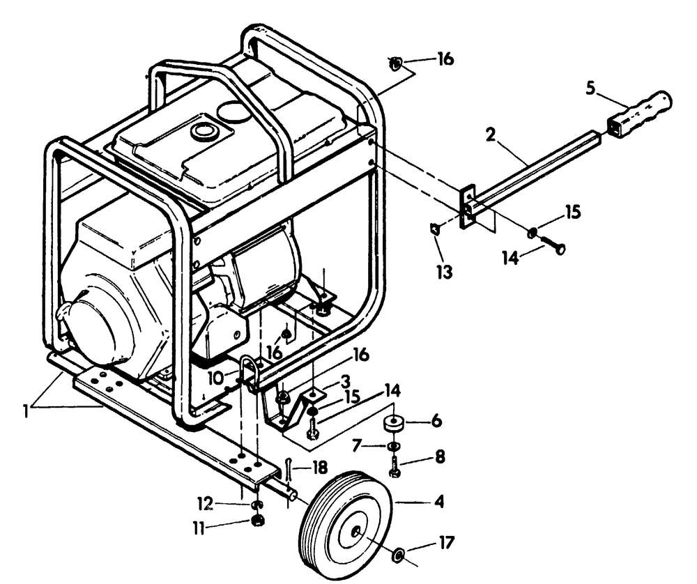 Replacement Parts For Wheel Kit Diagram and Parts List for 9163-0-4W113A  Briggs and Stratton Generator